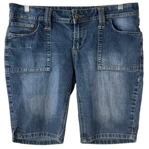 Drama Gold Blue Mid Rise Denim Bermuda Shorts Regular Size 11/12